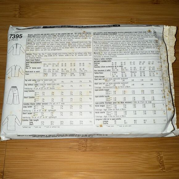 Vintage 1991 Simplicity Womens pattern 7395 Size Petite - XL uncut - Picture 3 of 5